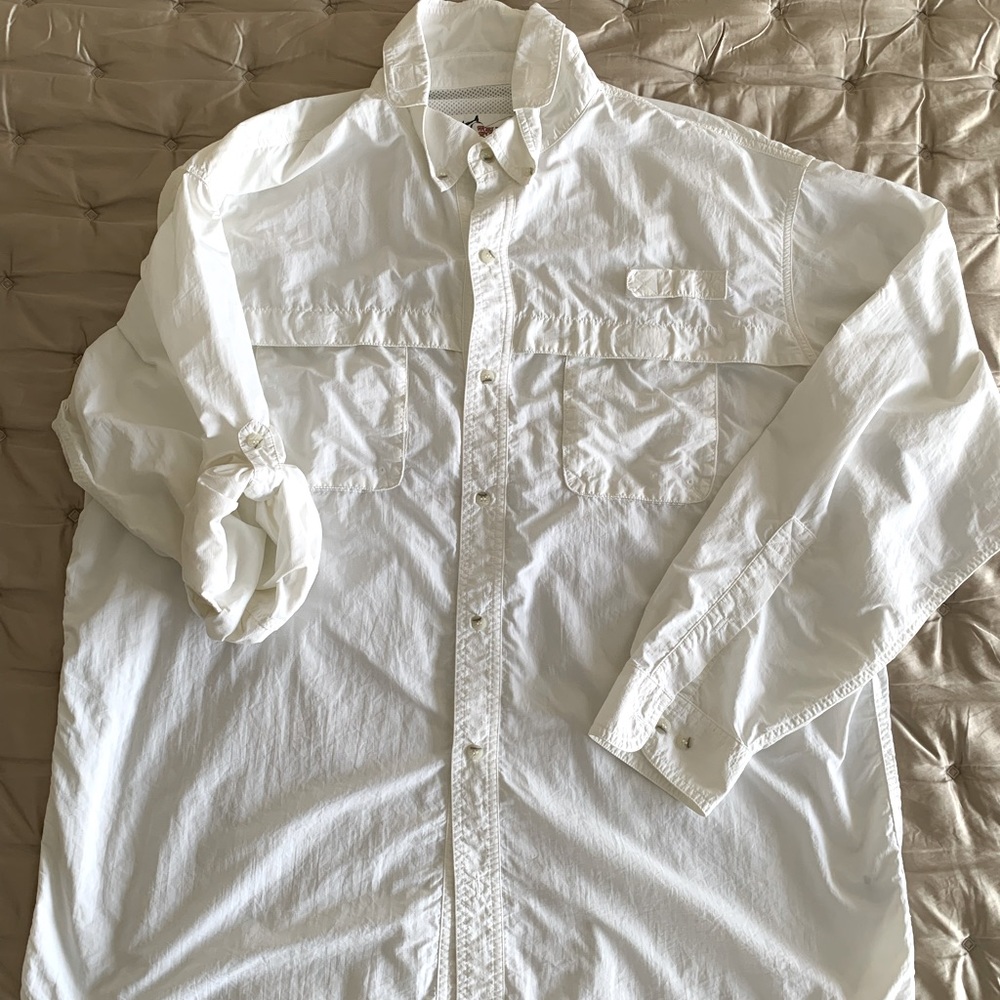 World Wide Sportsman White Shirt Men’s Long Sleeve, Vented (Size XL)